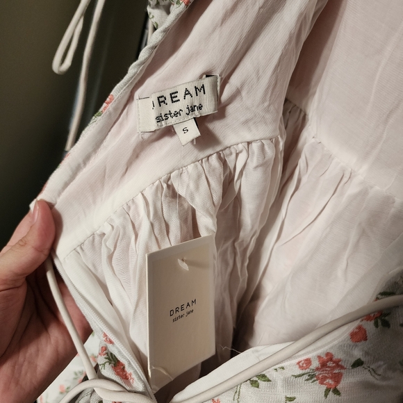 Dream Sister Jane Jaquard Puff Sleeve Babydoll Mini Dress, Small - Picture 8 of 8